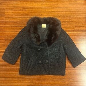 Vintage 50s 60s  Black Persian Lamb Fur Coat Size Med Hollywood Glam Authentic